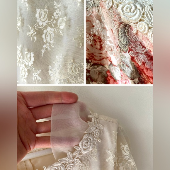 Drop waist/mermaid  floral skirt lace bodice wedding dress/evening gown - Picture 10 of 17